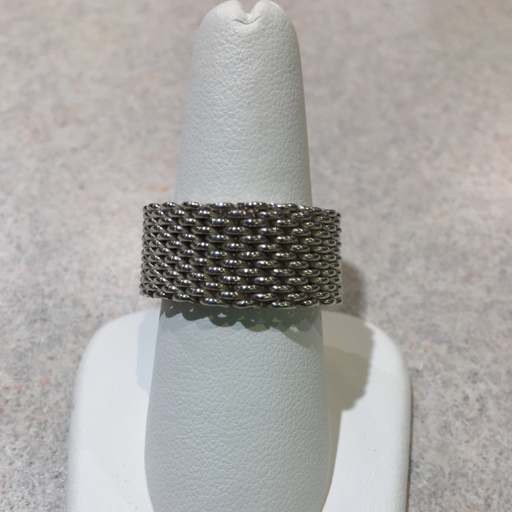 Just polished 925 Silver ring. Like Tiffany Somerset style. 10mm wide. Size 8.5
